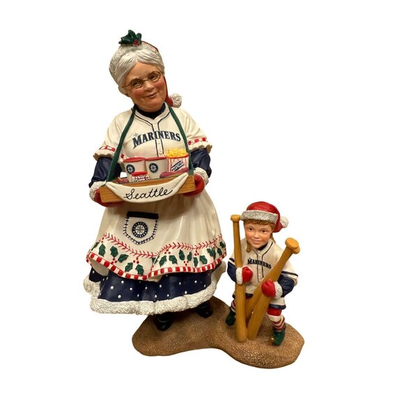 Christmas Seattle Mariners Mrs. Claus & Child Figurine - Picture 1 of 7